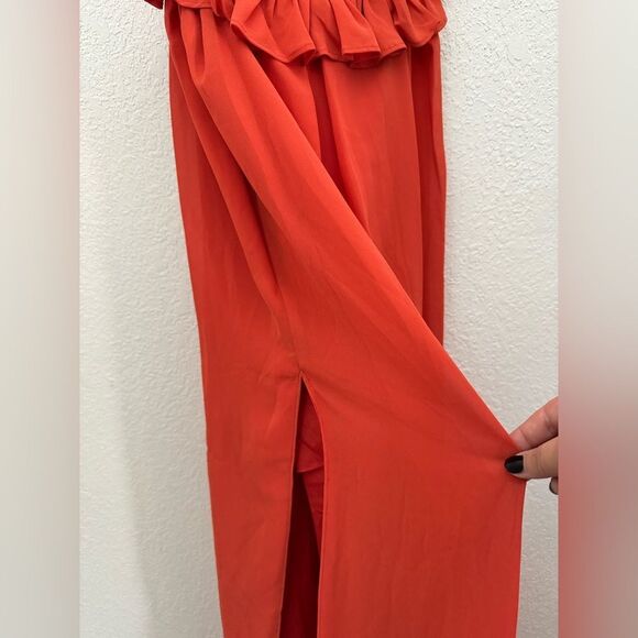 Dress The Population Athena Halter Maxi Gown Dress Poppy Orange Size Large NEW - Picture 6 of 10